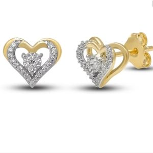 Diamond Heart Earrings, 10k Gold